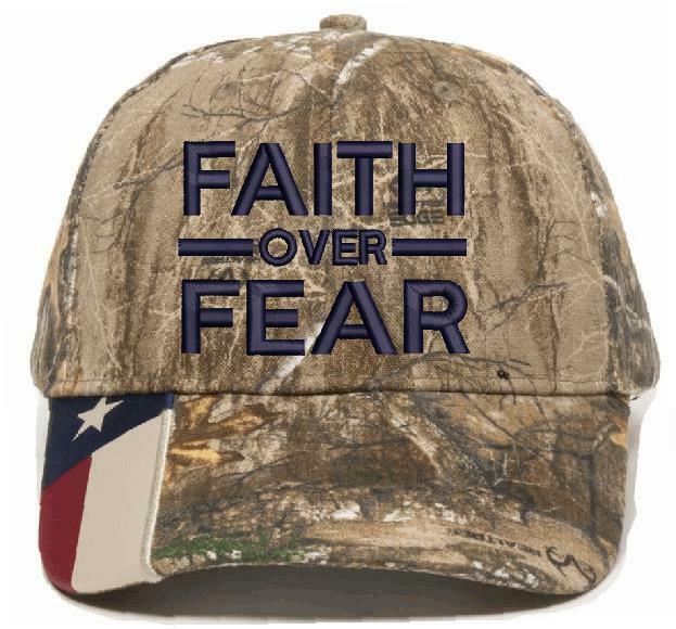 Faith Over Fear Embroidered CWF305 Mossy/Edge Adjustable Hat with Flag Brim