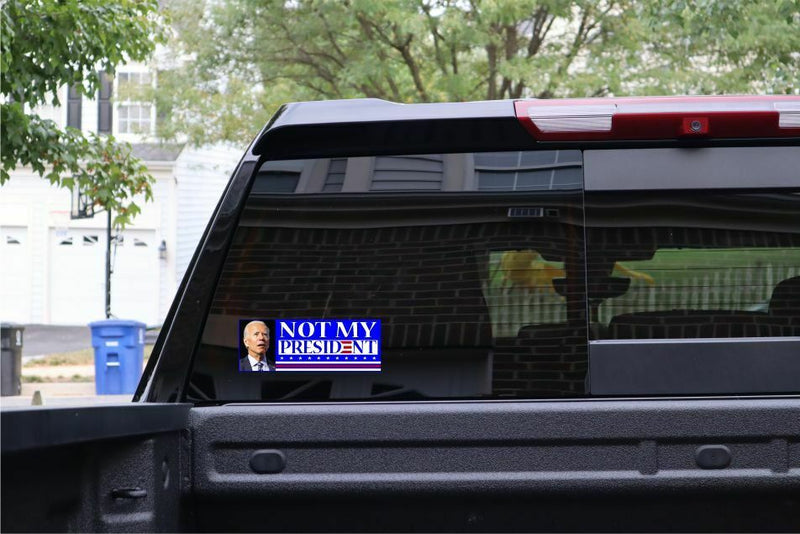 NOT MY PRESIDENT Joe Biden ANTI BIDEN Bumper Sticker PRO TRUMP 8.7" X 3" Sticker