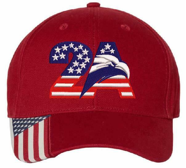 2nd Amendment Hat Embroidered USA/2A Design - Adjustable USA300 Hat Flag Brim