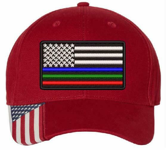 Thin Blue Line Green Line Red Line Embroidered Hat USA300 Outdoor Cap Flag Brim