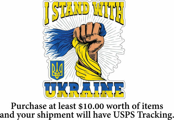 I Stand with Ukraine Decal - Fist Ribbon Version Sticker Various Sizes Available