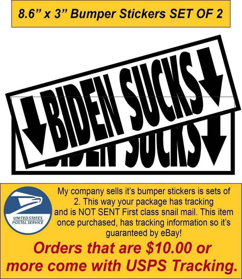 Biden Sucks Bumper Sticker or Window Sticker Set of 2 Stickers Various Sizes