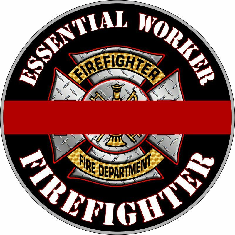 Essential Worker Decal - Fire Department Hardhat/Window Sticker - Various sizes