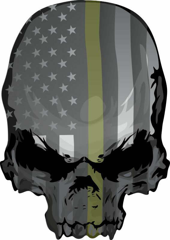 Military Olive Drab Punisher USA Theme Window Decal - Various Sizes & Materials