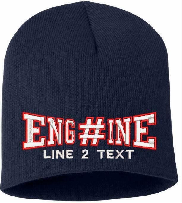 Custom Firefighter Winter Hat Embroidered ENGINE 38 STYLE Knit Beanie or Cuff