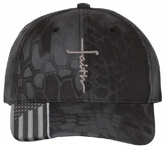 Faith Hat - Embroidered USA300 Adjustable hat w/ flag brim Faith Jesus Christ