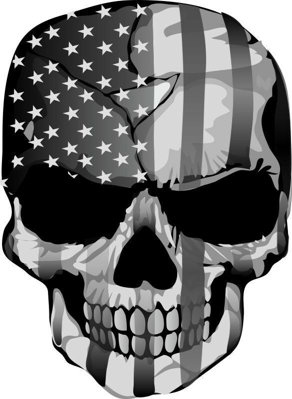 Punisher American Flag Black/White/Gray Exterior Decal - Multiple Sizes