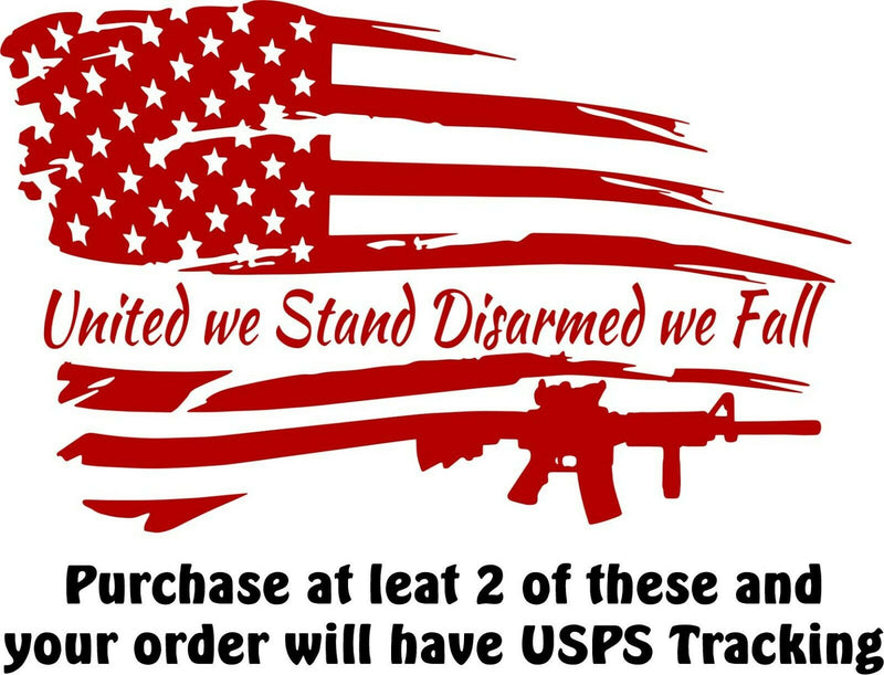 United we stand DISARMED we fall Die Cut Window Decal - Various Sizes & Colors