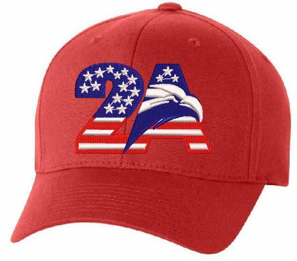 2nd Amendment 2A Eagle Embroidered Flex Fit Hat - Various Color/Size Choices