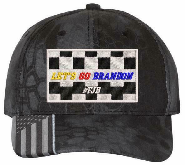 Let's Go Brandon Embroidered Adjustable USA300 Hat, Racing Flag Version FU46