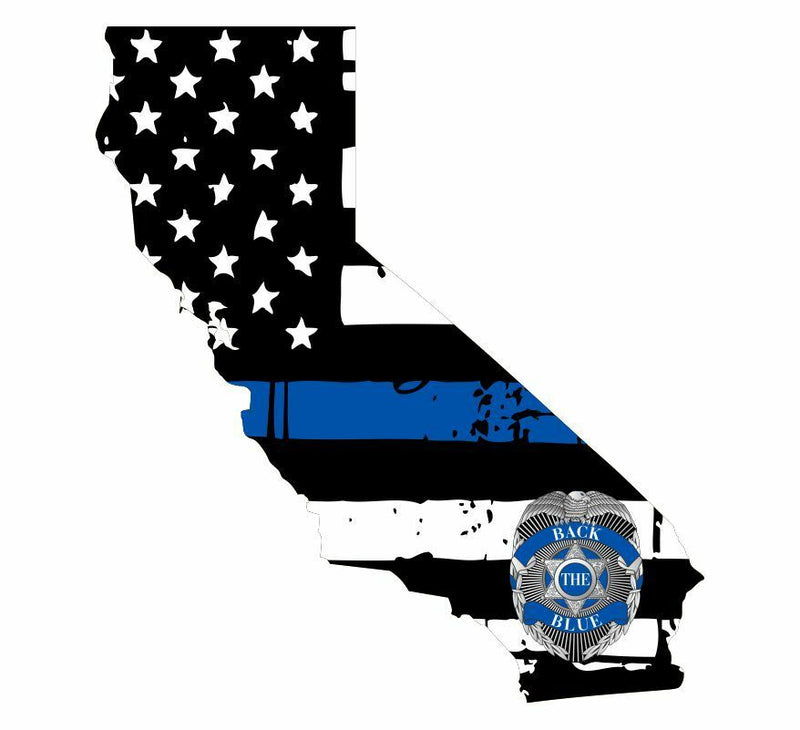 Thin Blue line decal - State of California Back the Blue Decal - Various Sizes