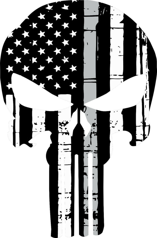 Punisher Skull American Flag Police SILVER CORRECTIONS Decal Various Sizes