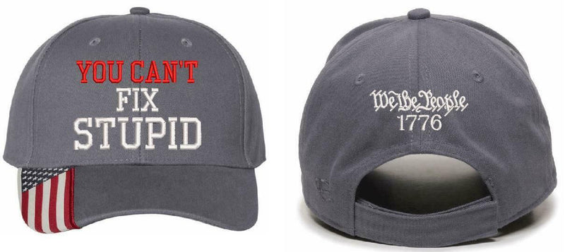 You Can't Fix Stupid We the People Embroidered Adjustable USA300 Hat & Back