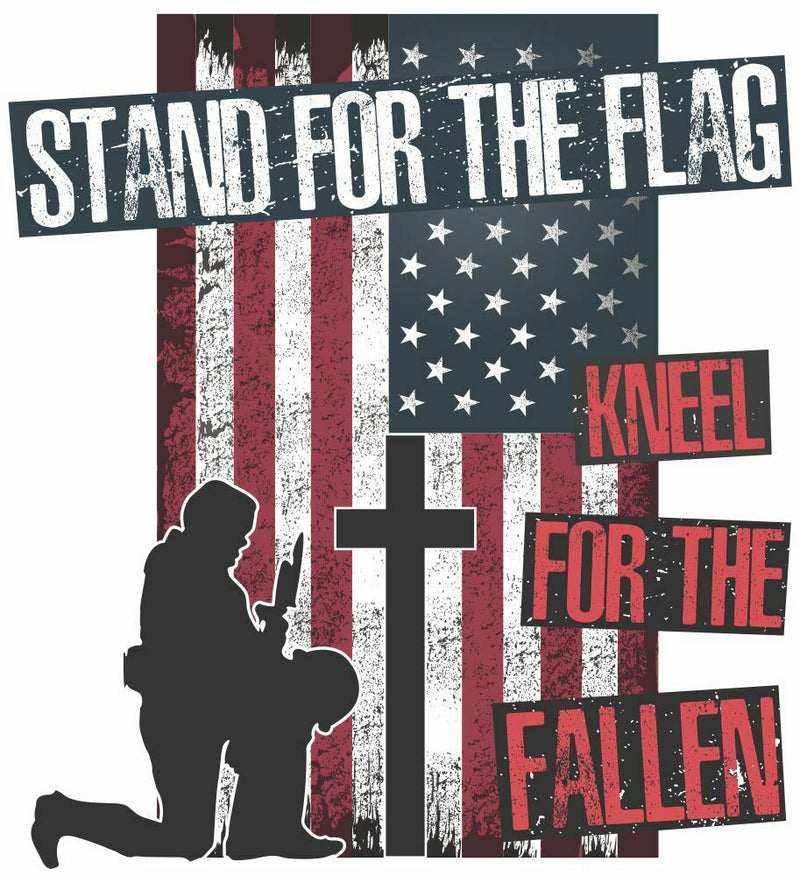 Stand for the flag kneel for the fallen exterior window / hardhat window decal