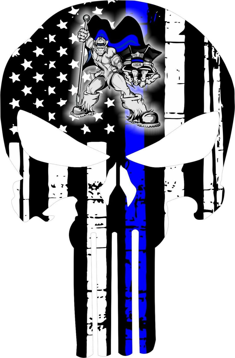 Thin Blue Line Punisher Decal - Super Police Hero Punisher - Various Sizes