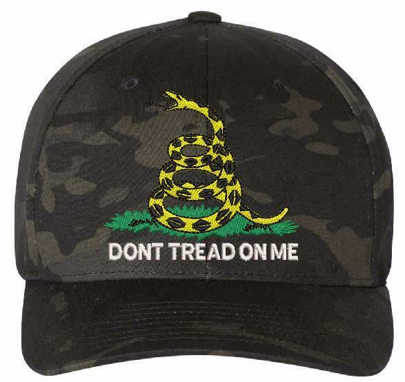 Don't Tread on Me Embroidered Flex fit or Adjustable Ball Cap - Various Options