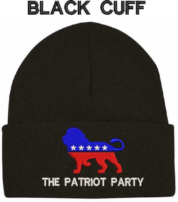 The Patriot Party Lion Custom Embroidered WINTER HAT Beanie or Cuff Knit Hat