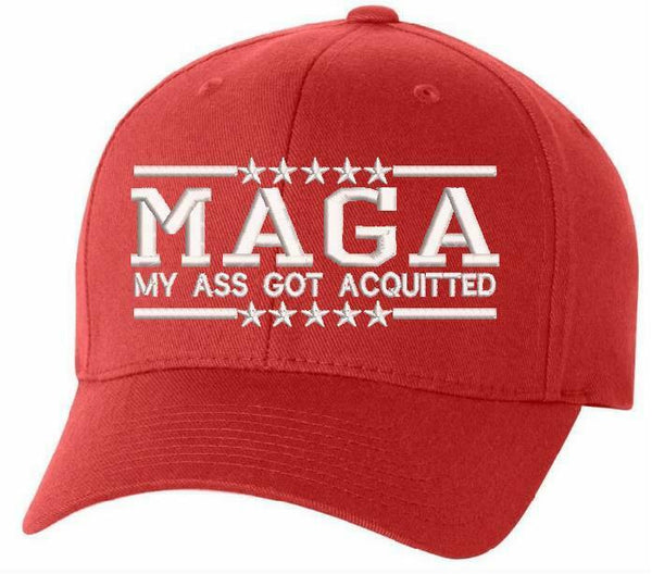 Trump Hat - MAGA My Ass Got Acquitted Embroidered Flex Fit Ball Cap MAGA TRUMP