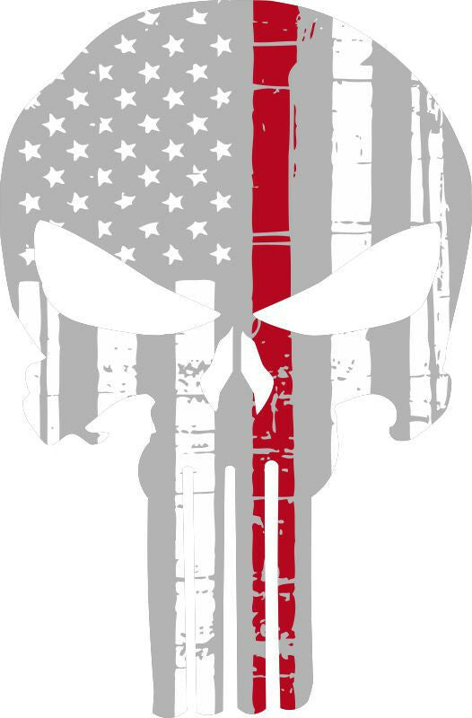 Punisher Skull American Flag Silver/Red Line Decal - Various Sizes & materials