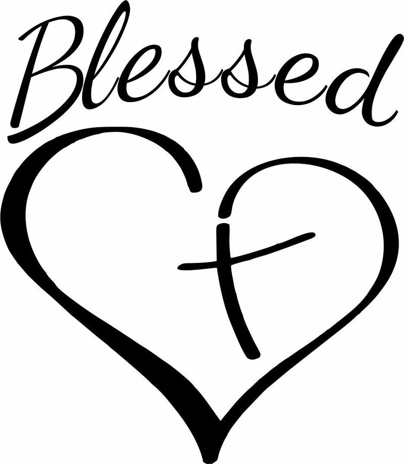 Blessed Heart Christian cross Religious GOD Exterior Window Decal-Various Colors