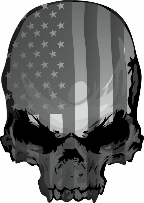 Punisher USA Flag Theme Exterior Helmet/Window Decal - Various Sizes & Materials