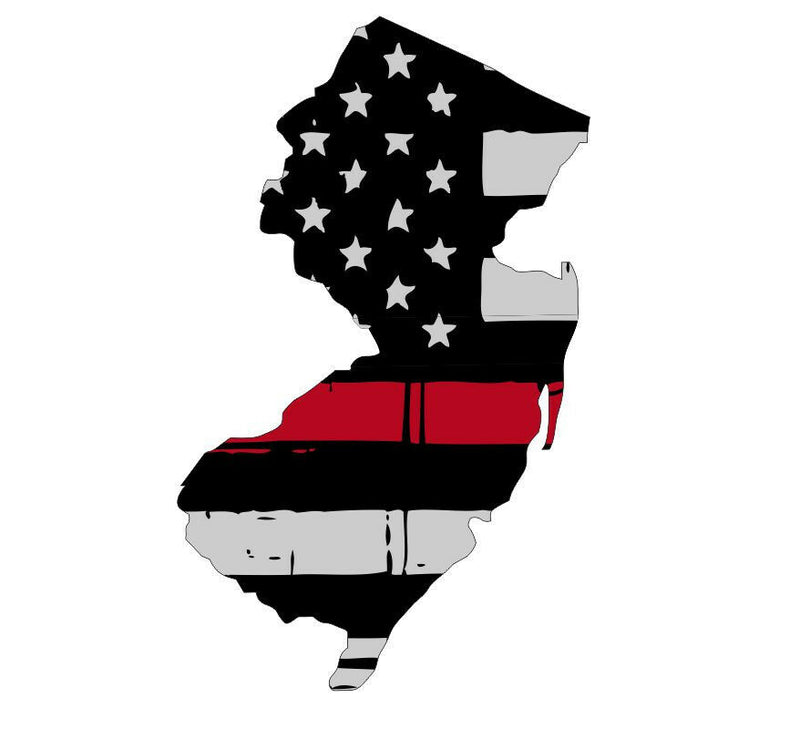 Thin Red Line decal - State of New Jersey Tattered Flag - Various Sizes
