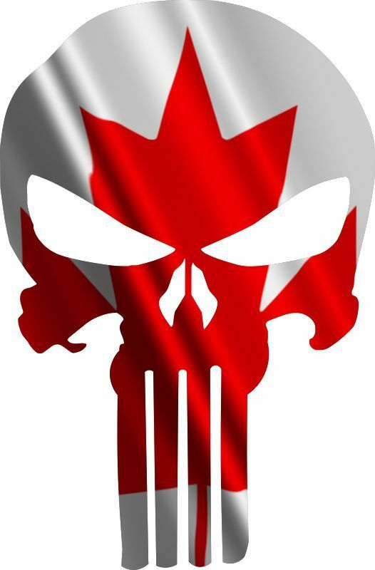 Punisher Skull Canadian Flag Window/Hardhat Decal - Various Sizes Free Shipping