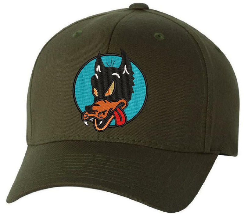 Grateful Dead Wolf Embroidered Flexfit Olive Ball Cap - PACKAGE OF 2 HATS