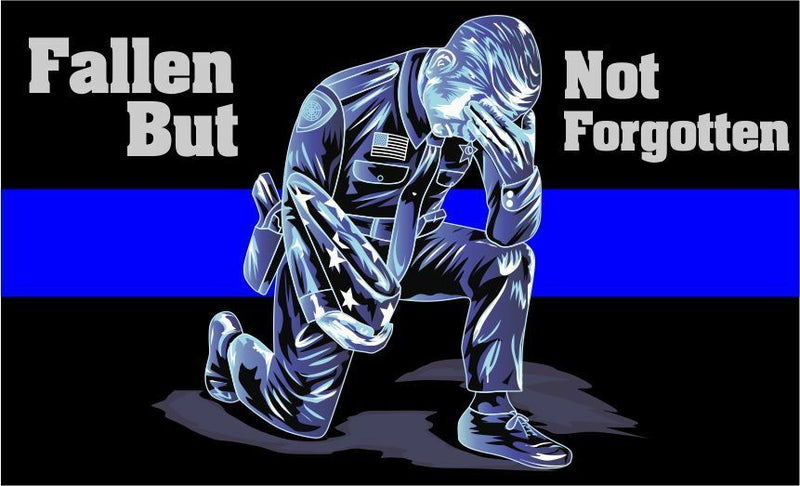 Thin Blue Line Decal - Kneeling Police officer Down Reflective - Various Sizes