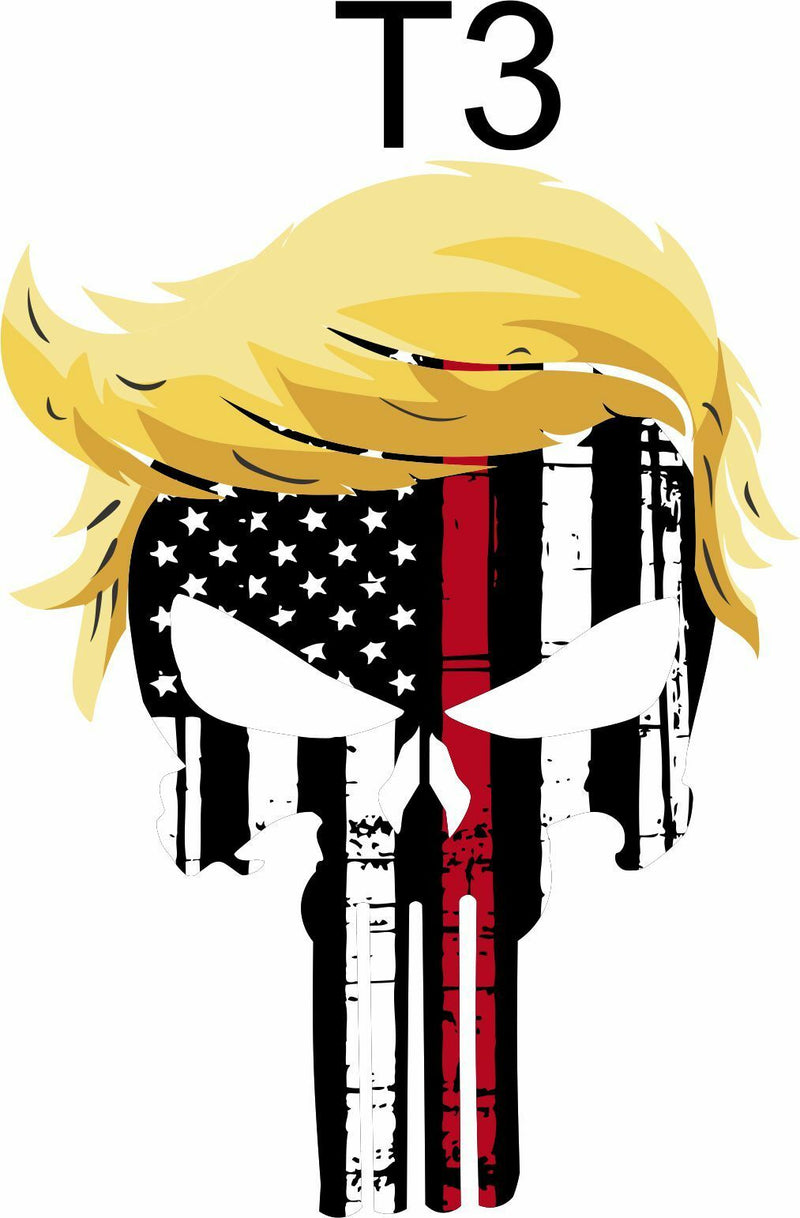 TRUMP PUNISHER USA with hair window decal bumper sticker funny pro USA NRA