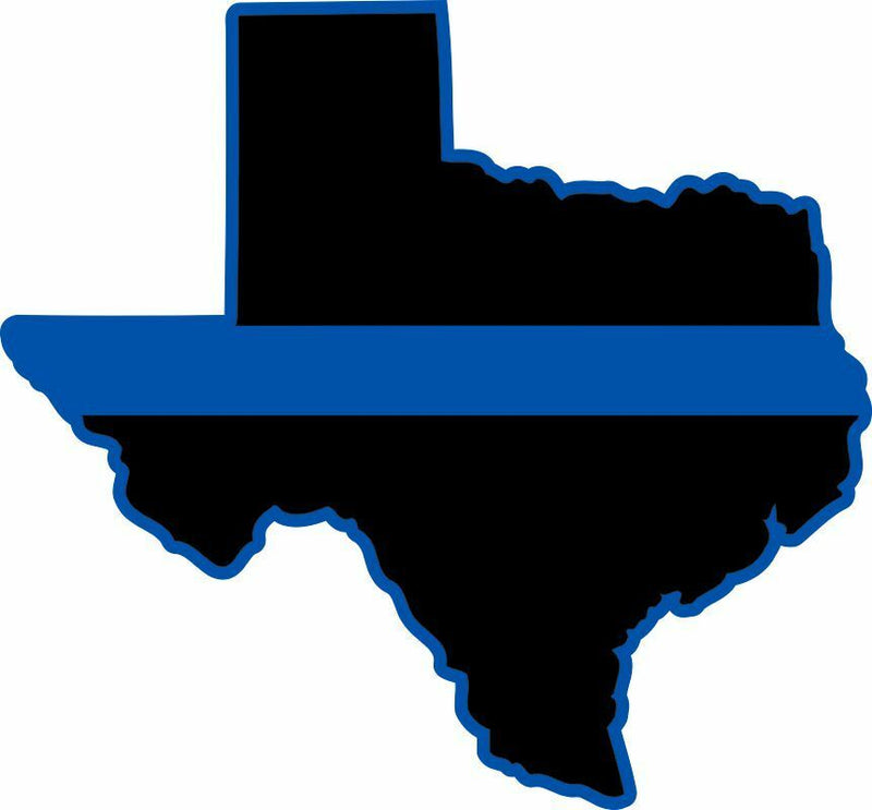 Thin Blue Line State of Texas BLUE OUTLINE 4" x 4.3" REFLECTIVE DECAL