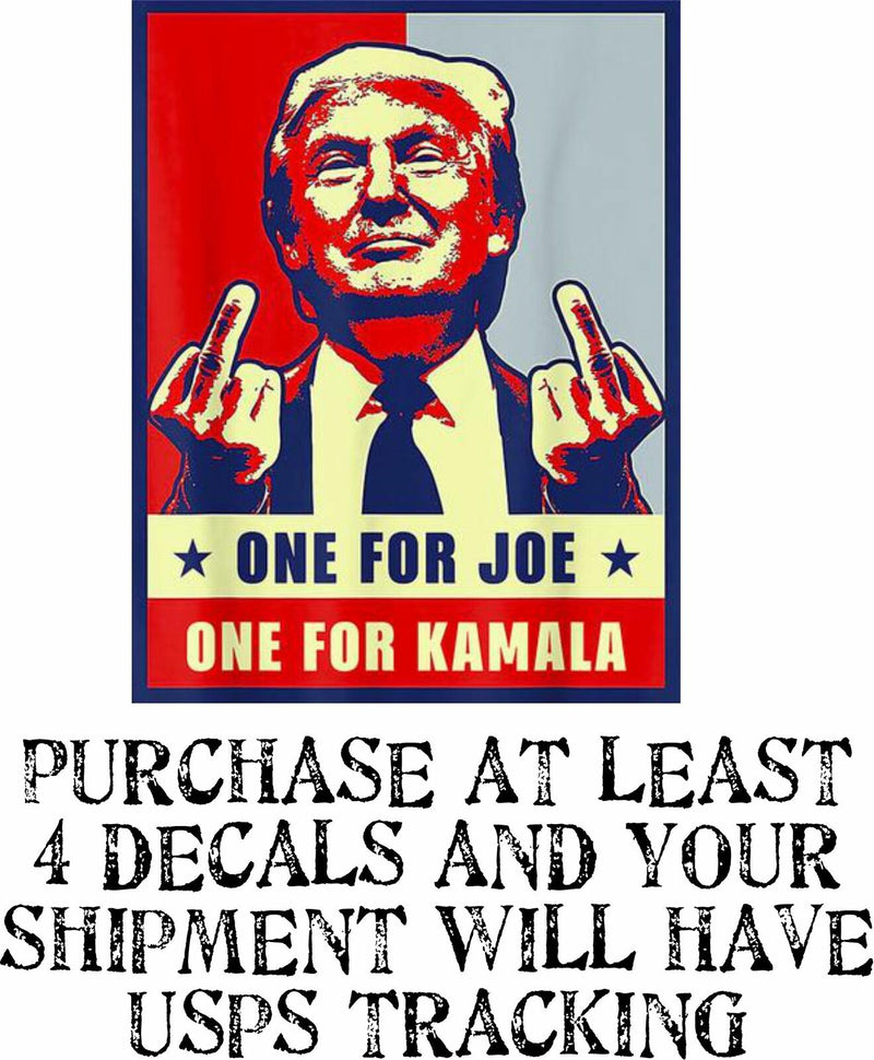Trump Bumper Sticker - One for Joe Biden one for Kamala Harris 6" x 4" Sticker