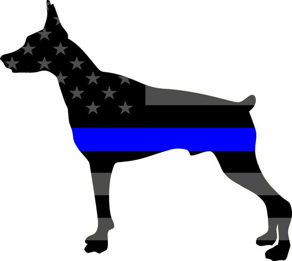 Thin Blue Line K9 Subdued Doberman Exterior Window Decal - Various Options