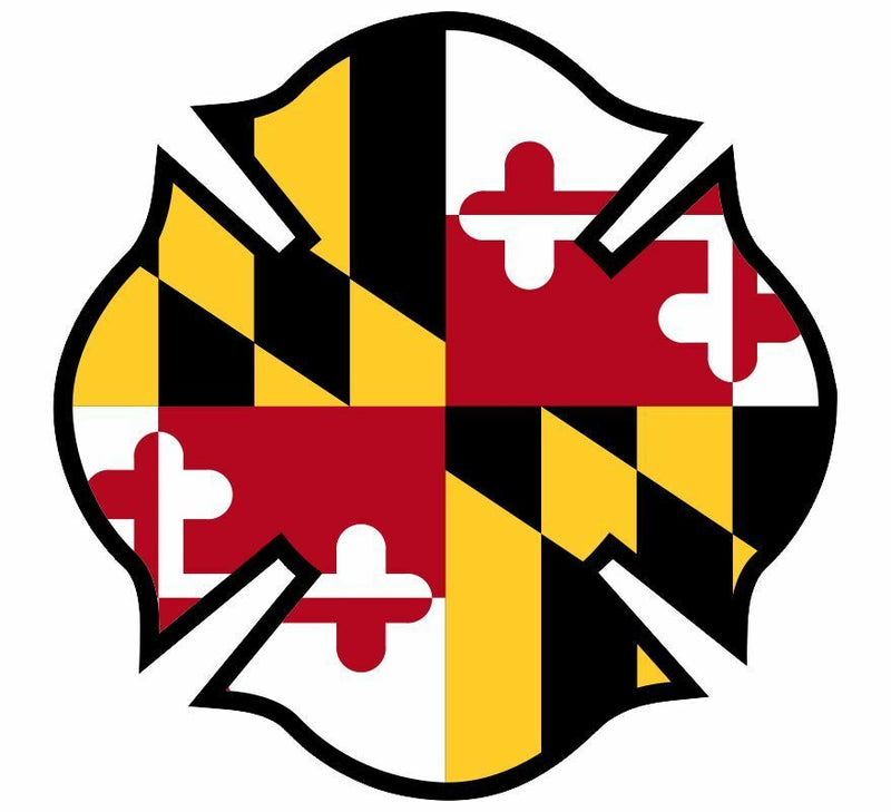 Firefighter Decal - Maryland Maltese Cross window decal-Various Sizes Free ship