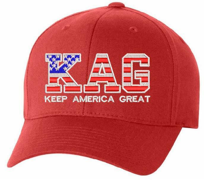Keep America Great USA Trump KAG Flex fit Embroidered hat with BACK USA FLAG