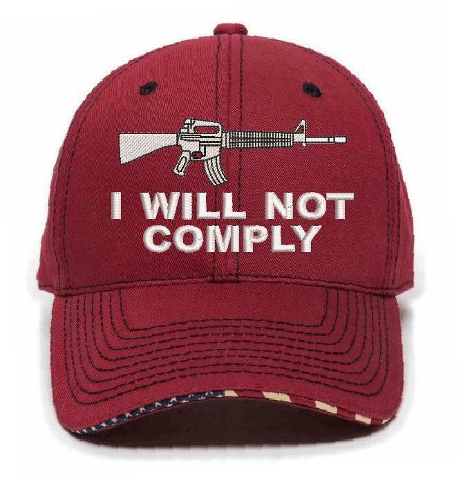 I WILL NOT COMPLY HAT with AK47 AR15 Gun Embroidered Adjustable Hat-Various Hats - Powercall Sirens LLC