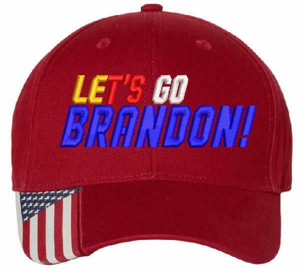 Let's Go Brandon Racing Stripes Embroidered Adjustable USA300 Hat, FJB JOE BIDEN