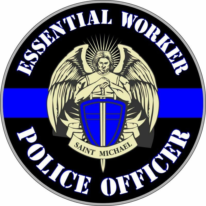 Essential Worker Decal - Police Officer Hardhat/Window Sticker - Various sizes