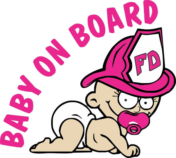 Baby On Board- Firefighter Baby 6" Decal Sticker - Multiple Colors Available