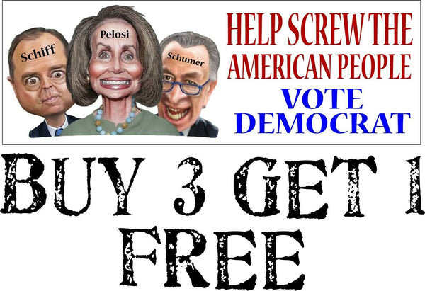 Vote Democrat Help Screw the American People Bumper Sticker 8.7" x 3" Sticker