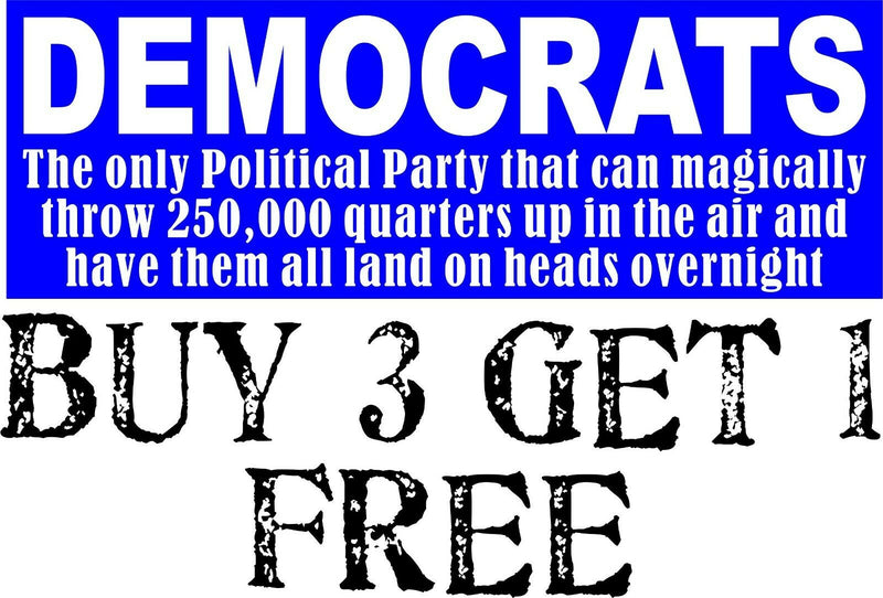 Democrats Bumper Sticker, Voter Fraud Magically land on heads Sticker 8.7" x 3"