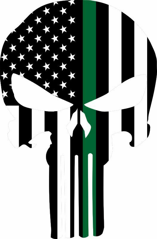 Thin Green Line Punisher Flag Decal NON Distressed - Various Sizes and Materials
