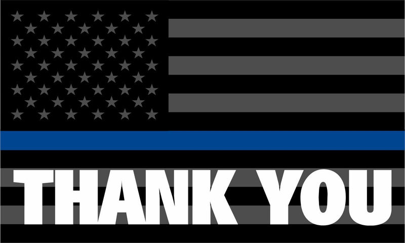 Thin Blue Line Decal Thank you Subdued Gray/Black/Blue USA Flag Decal - Reflectv