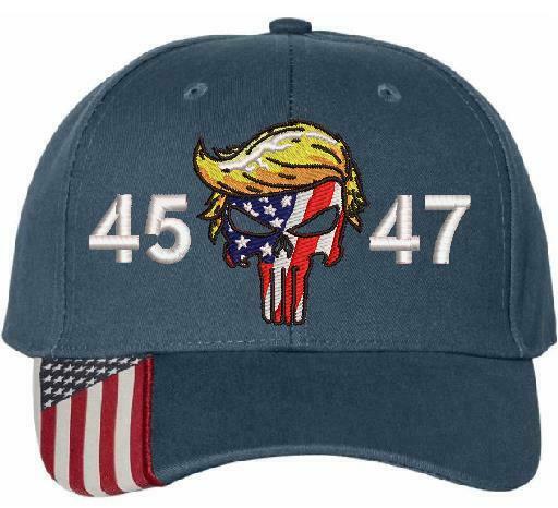 Trump Hat - Embroidered 45 47 Trump Punisher USA300 Adjustable Hat MAGA TRUMP