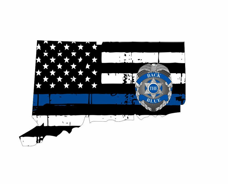 Thin Blue line decal - State of Connecticut Back the Blue- Various Sizes