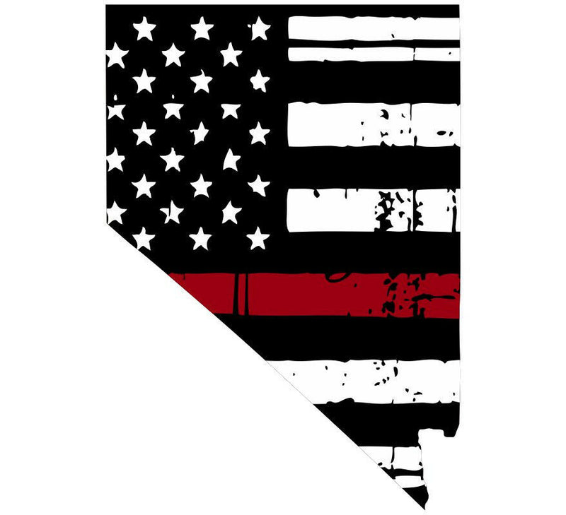 Thin Red line decal - State of Nevada Tattered Flag Decal - Various Sizes