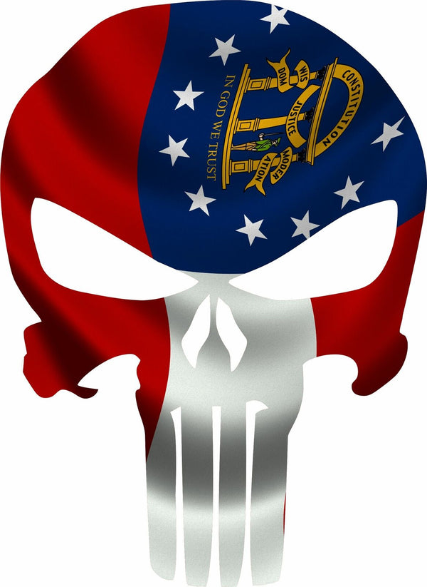 Punisher Skull State of Georgia Flag Decal - Various sizes - free shipping