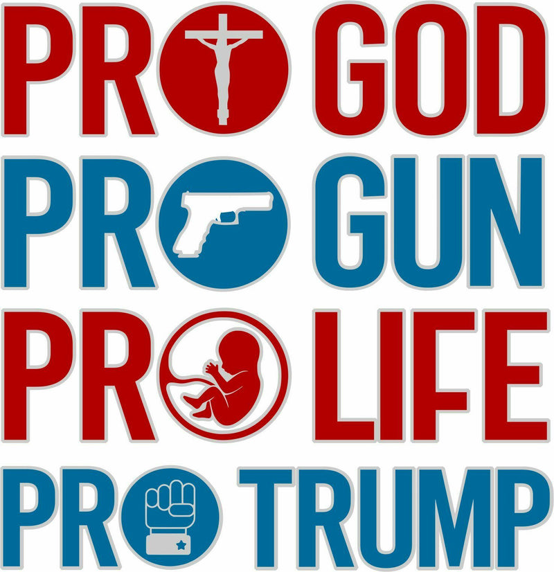 Pro God Pro Life Pro Guns Pro Trump Decal Various Sizes UV Laminated TRUMP 2024