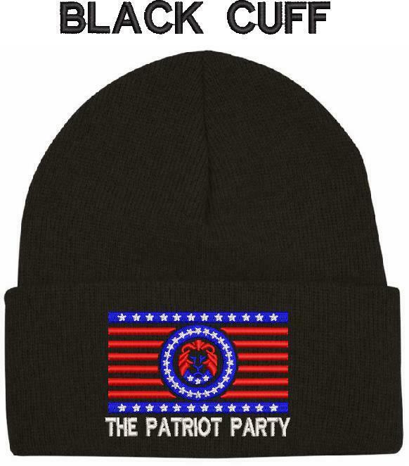 The Patriot Party Lion FLAG Knit Embroidered WINTER HAT Beanie or Cuff Hat