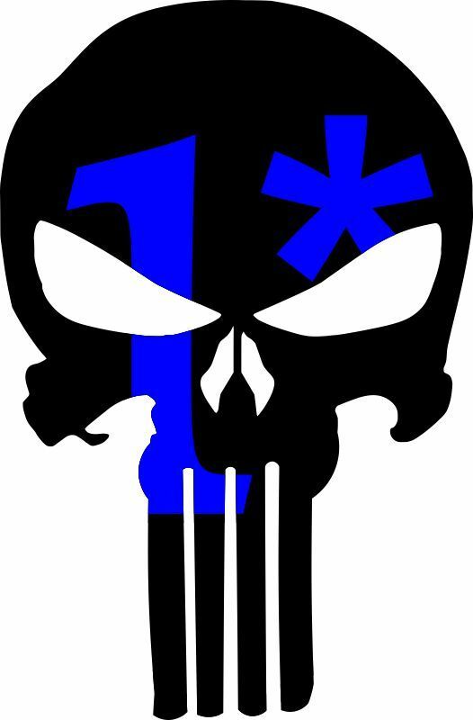 Punisher Skull Blue Black exterior window Decal - Free Shipping Various Sizes